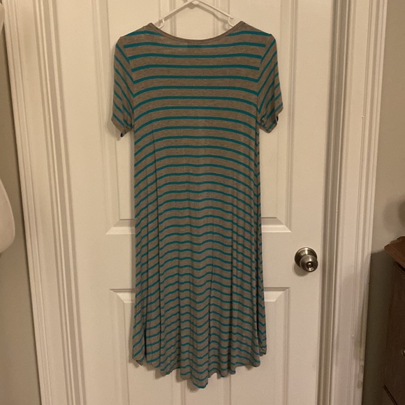 LuLaRoe grey and turquoise striped dress - Picture 4 of 5